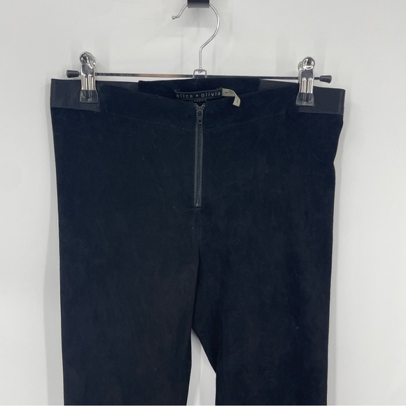 Alice + Olivia Lamb Leather Exposed Front Zip Ponte Combo Womens 0 Skinny Pant - Picture 3 of 11